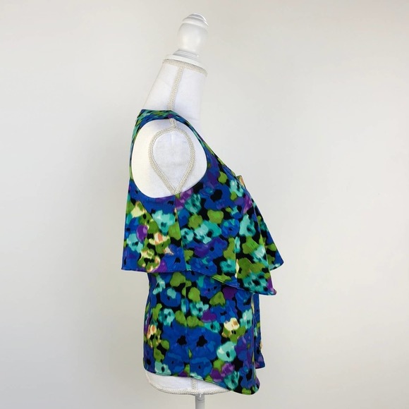Cynthia Steffe Watercolor Tank Ruffle Shirt | Extra Small - Picture 3 of 8